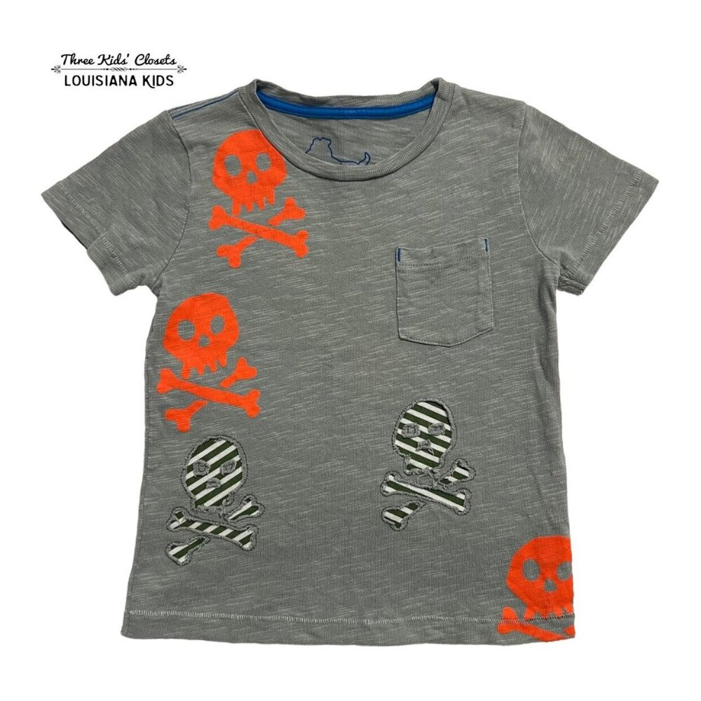 Mini Boden 2-3Y Reverse Appliqué Skull Pocket Tee Shirt